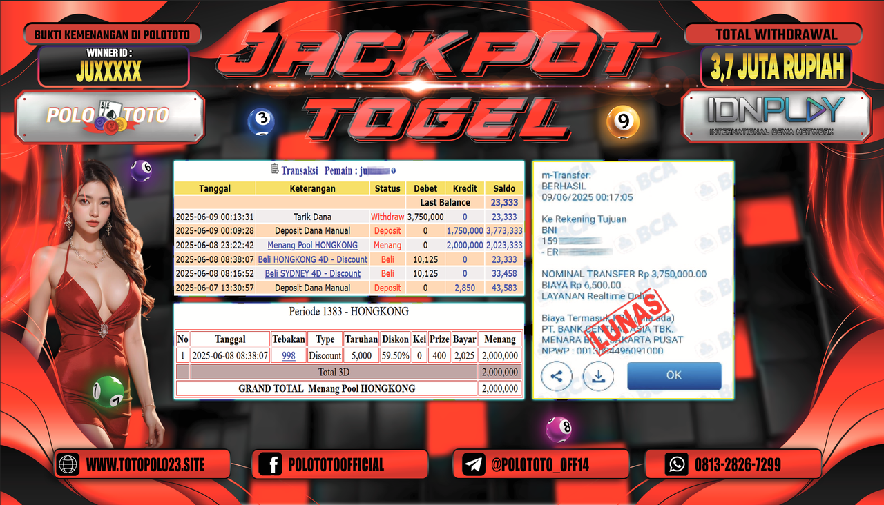 POLOTOTO JACKPOT TOGEL HONGKONG LOTTO Rp.3.750.000,-