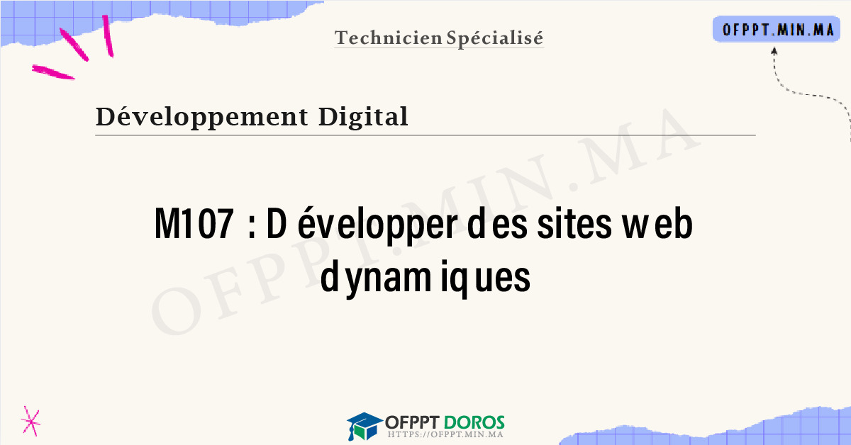 Sommaire détaillé du cours Développer des sites web dynamiques M107 OFPPT - Structure du module