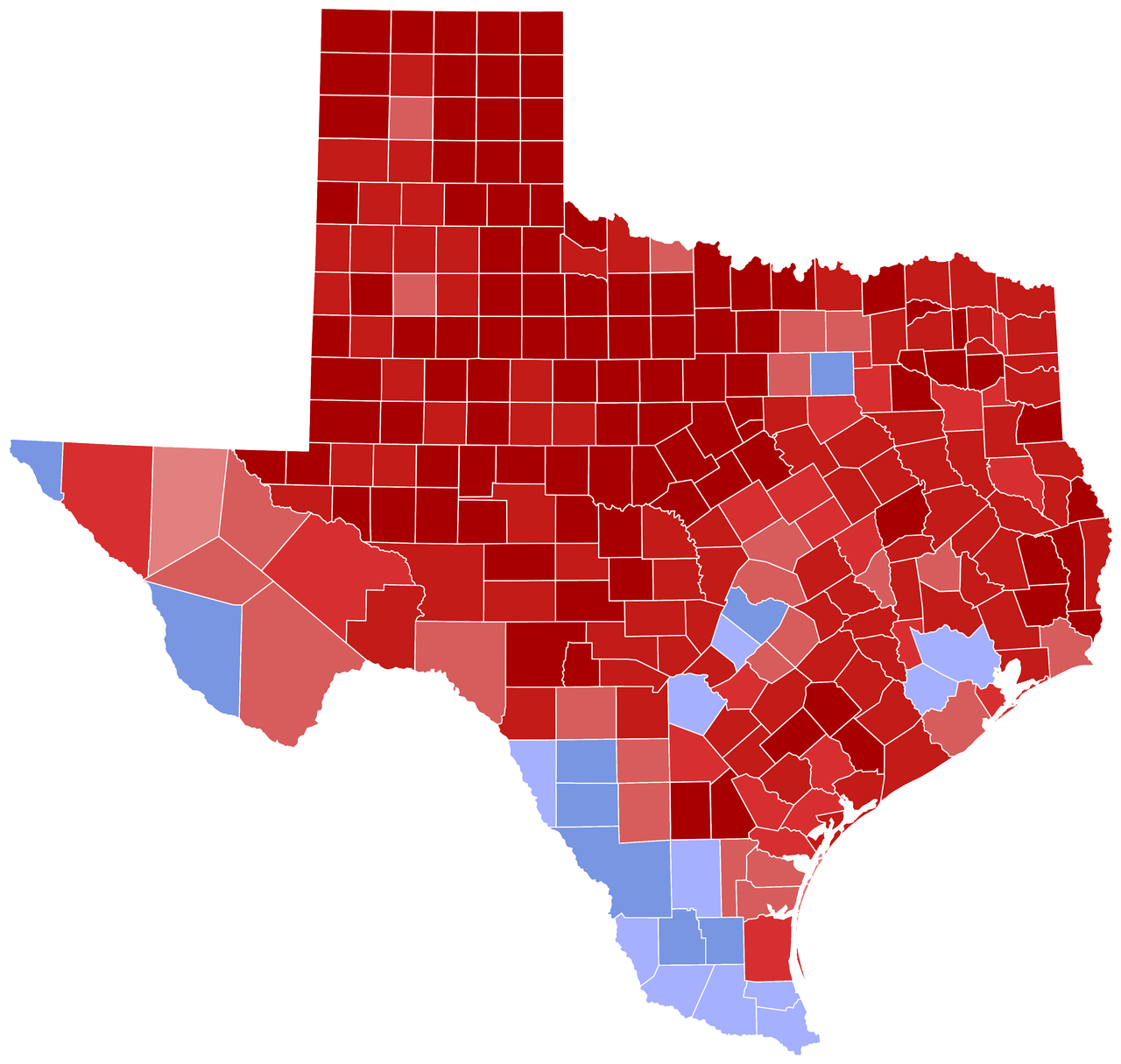 2020 United States Senate election in Texas results map by county svg