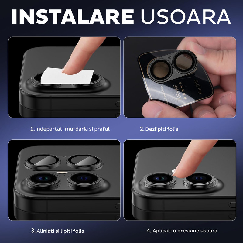 Folie Camera din sticla pentru iPhone 17, Full Cover, Protectie Completa, Daden, Ultra Rezistenta, Calitate Premium, Argintiu 71ULTngx3o L AC SL1500