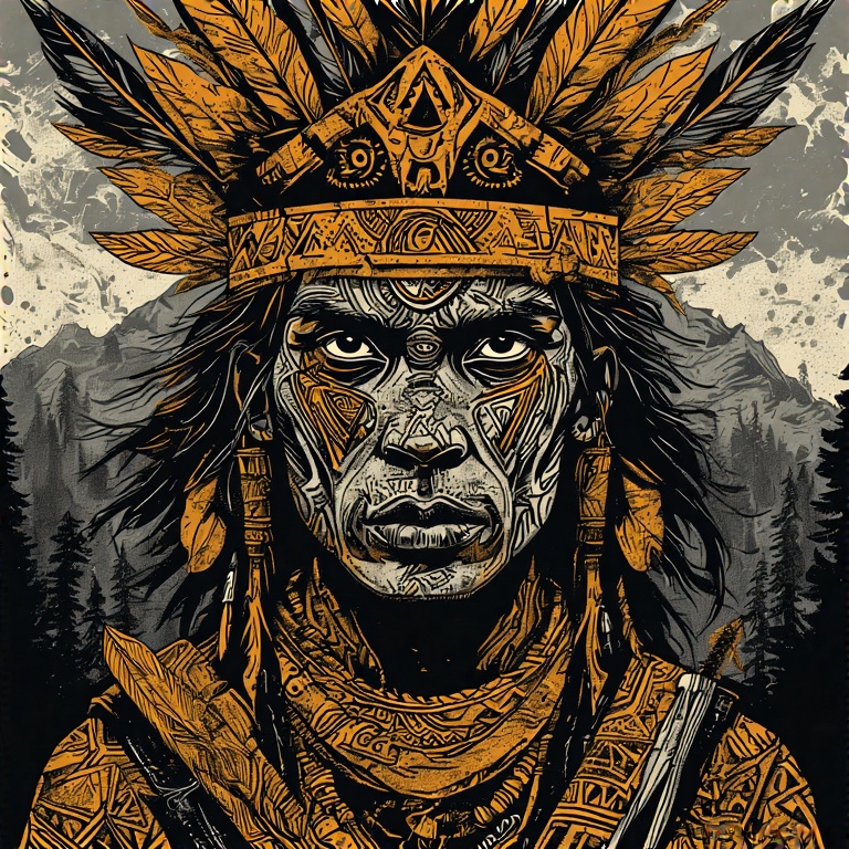A-tribal-warrior-in-woodcut-st-35