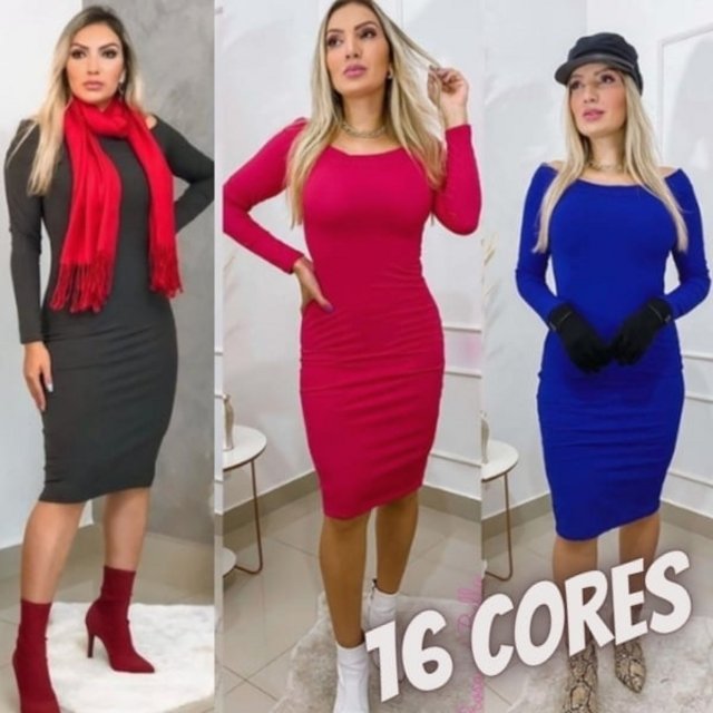 Vestido Midi Ombro A Ombro Manga Longa moda feminina moda evangélica de inverno canelado