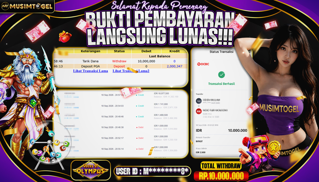 MUSIMTOGEL JP SLOT 10,000,000 -GATES OF OLYMPUS - PRAGMATIC PLAY