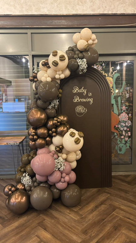 Coffee-themed balloon display