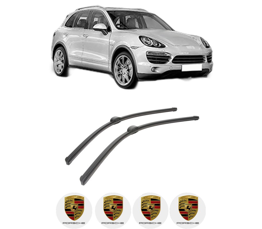 Set stergatoare auto PORSCHE CAYENNE (92A) din 2010-2018, pentru parbriz auto, 2 bucati, Bosch Aerotwin, din cauciuc siliconat rezistent, 4 Stickere Auto PORSCHE