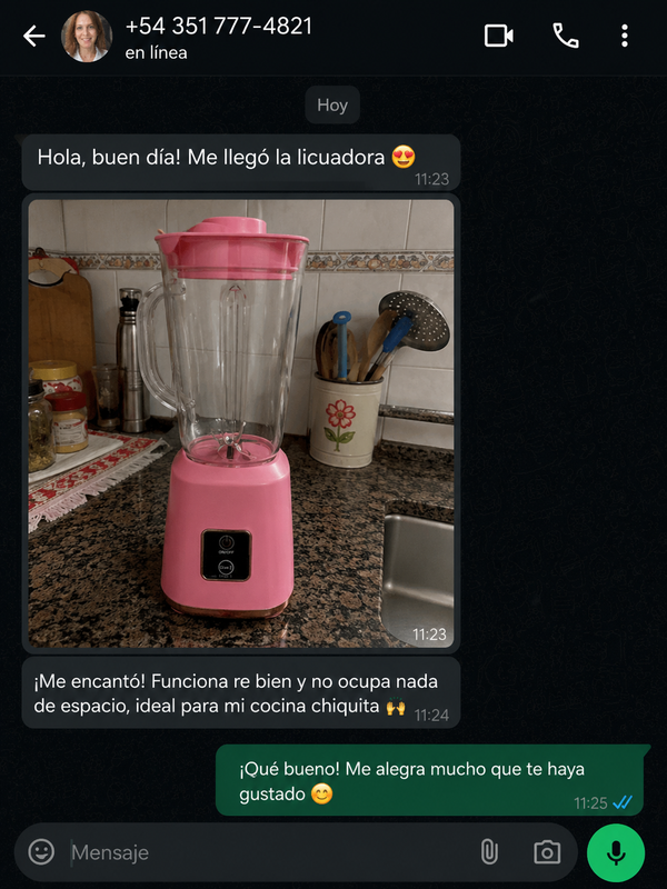 Chat de WhatsApp cliente 1