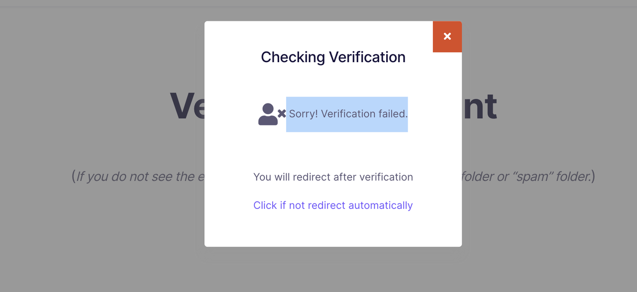 Verification failed - Plugin User verification 2