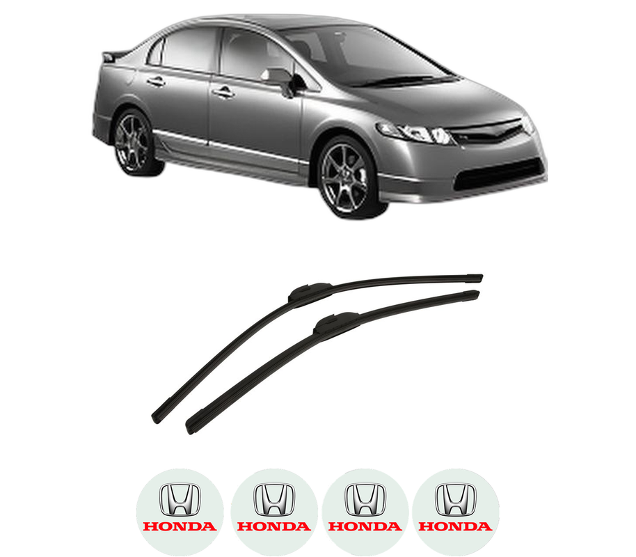 Set stergatoare auto HONDA CIVIC VIII Saloon (FD, FA) din 2005-2013, pentru parbriz auto, 2 bucati, Bosch Aerotwin, din cauciuc siliconat rezistent, 4 Stickere Auto HONDA