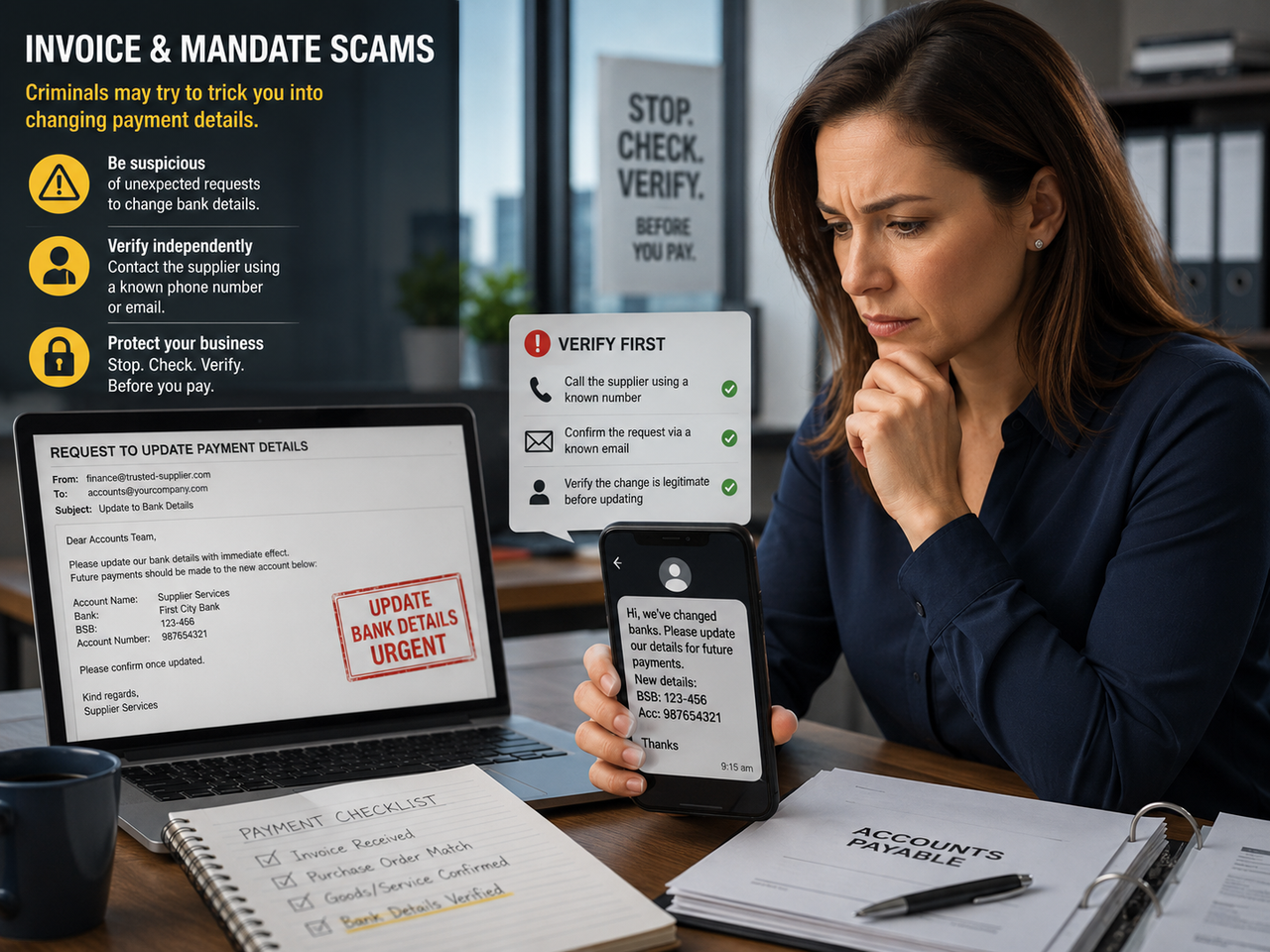 Mandate scam asking accounts payable to update supplier bank details