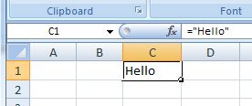 Formula in cell, (to display text)