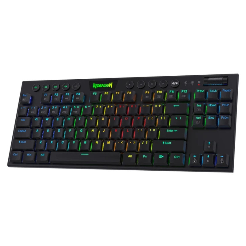 TECLADO REDRAGON HORUS TKL K621 WIRELESS LOW PROFILE RGB BLACK