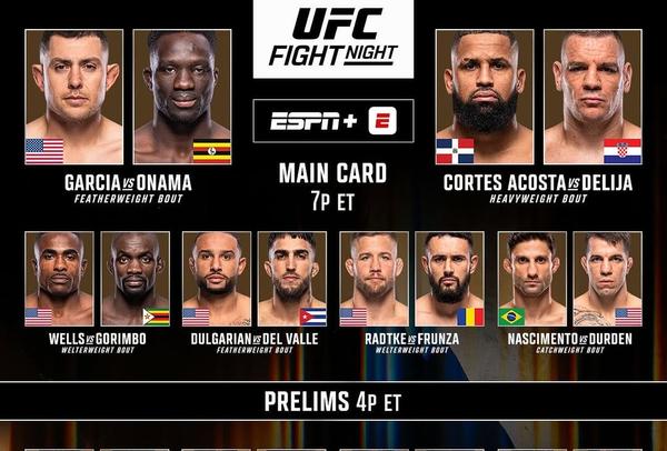 Резултати от UFC Fight Night: Гарсия - Онама