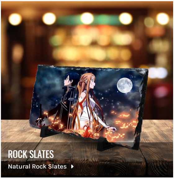 Sword Art Online Natural Rock Slate with Stand Anime Desk Art