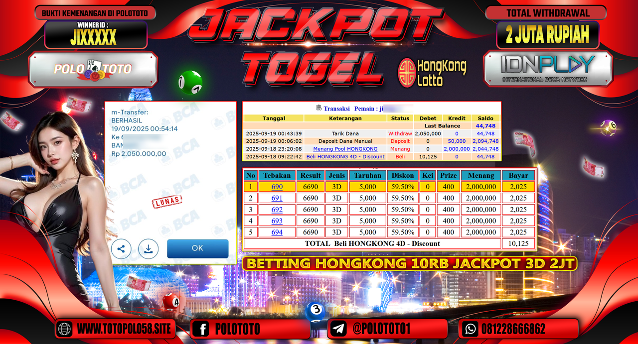 POLOTOTO JACKPOT TOGEL HONGKONG LOTTO Rp.2.050.000,-