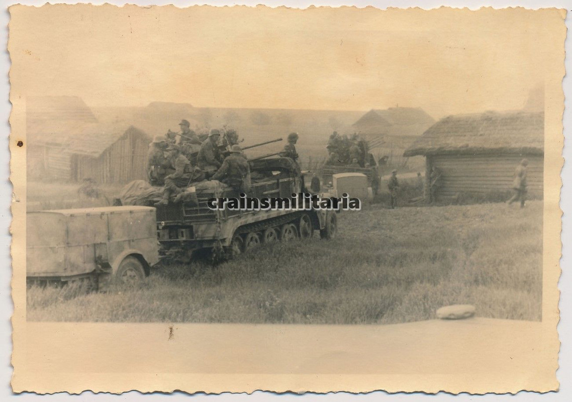Orig. Foto SdKfz 7-1 Halbkette m. Anhänger Flak 