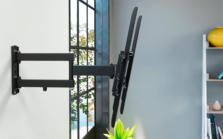 Detalle del nivel de burbuja integrado en el soporte Xtech.