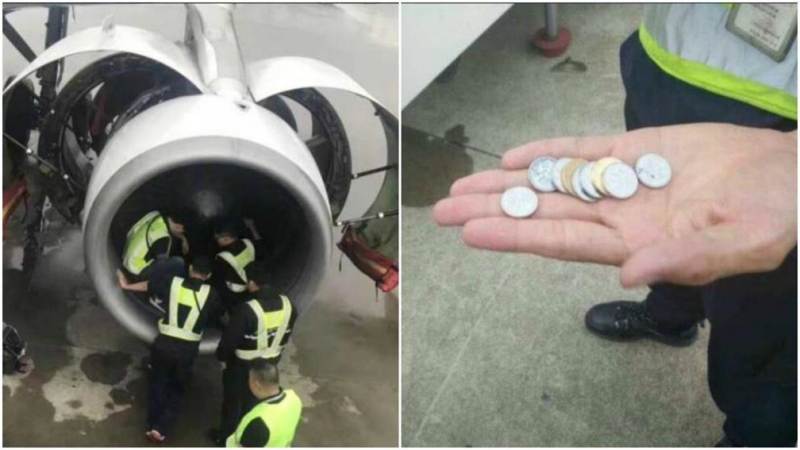 Getta monete benaugurali in un motore dell’aereo, multa salata a Shanghai