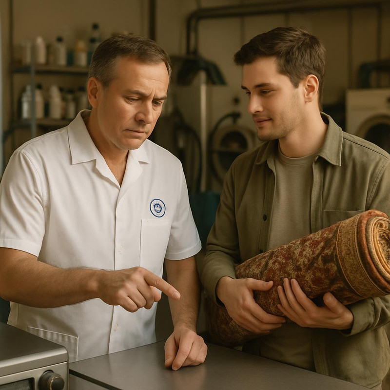 Общение с технологом химчистки по подготовке ковра