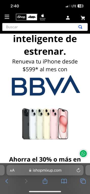 Mixup: iPhone for Life pero con tarjeta BBVA a 20 msi