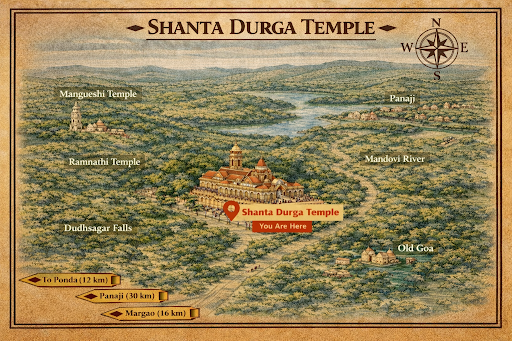 Shri Shantadurga Temple Darshan Map