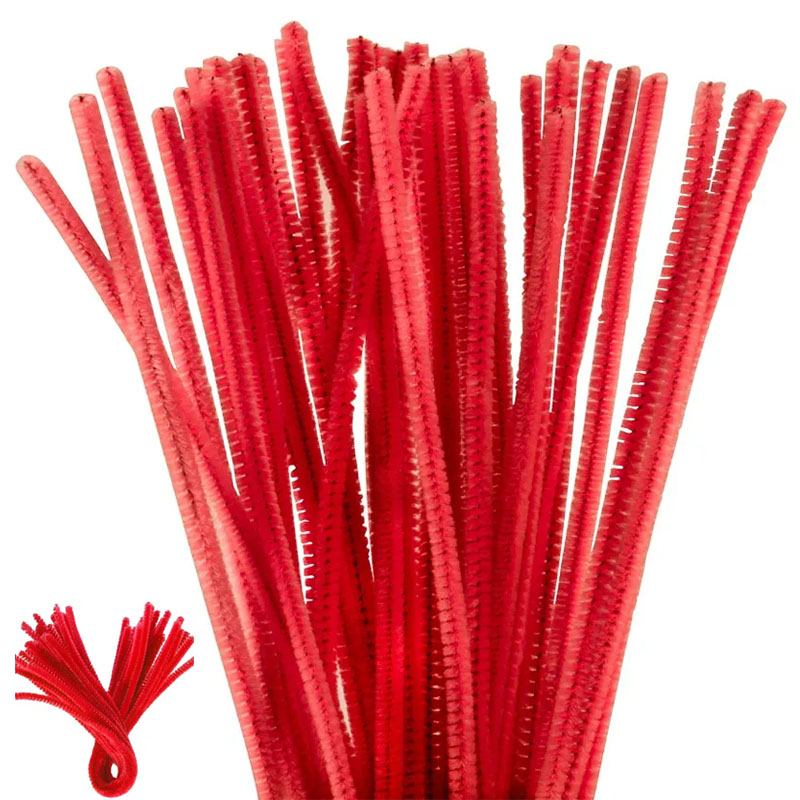 Limpiapipas rojo intenso Chelines Gamuzados para flores y navidad 30pz