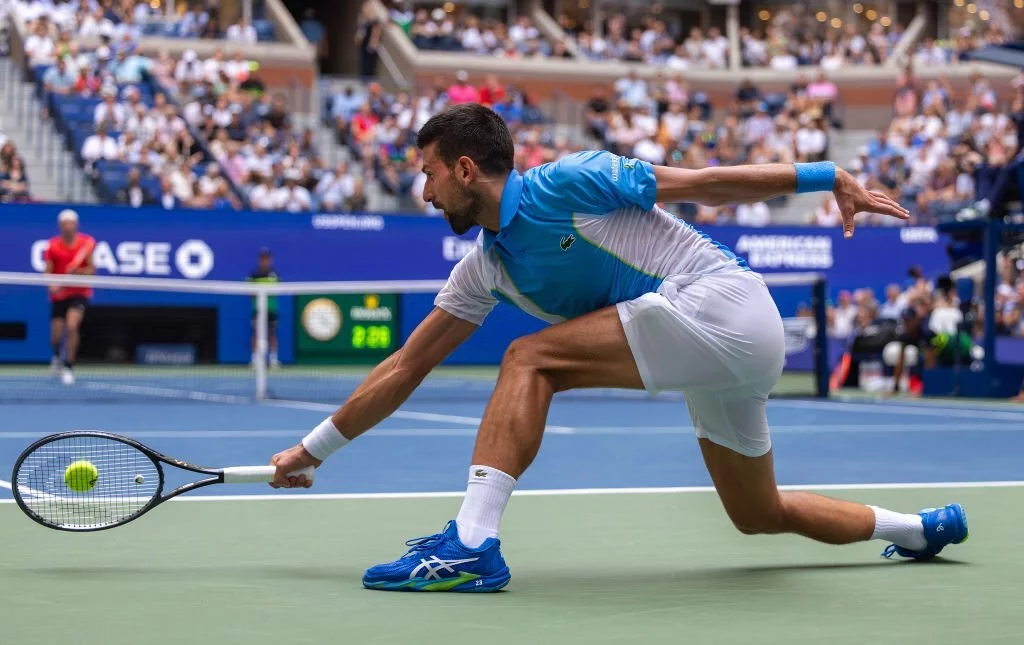 Novak Djokovic playing in the US Open