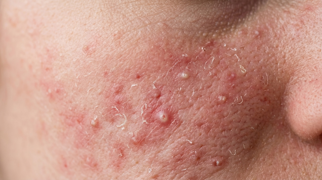 Damaged skin close up