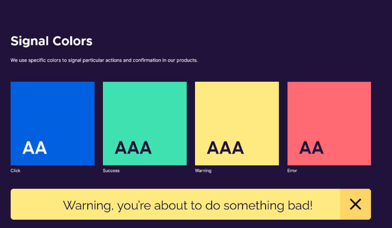 signal colors dans la charte graphique Firefox