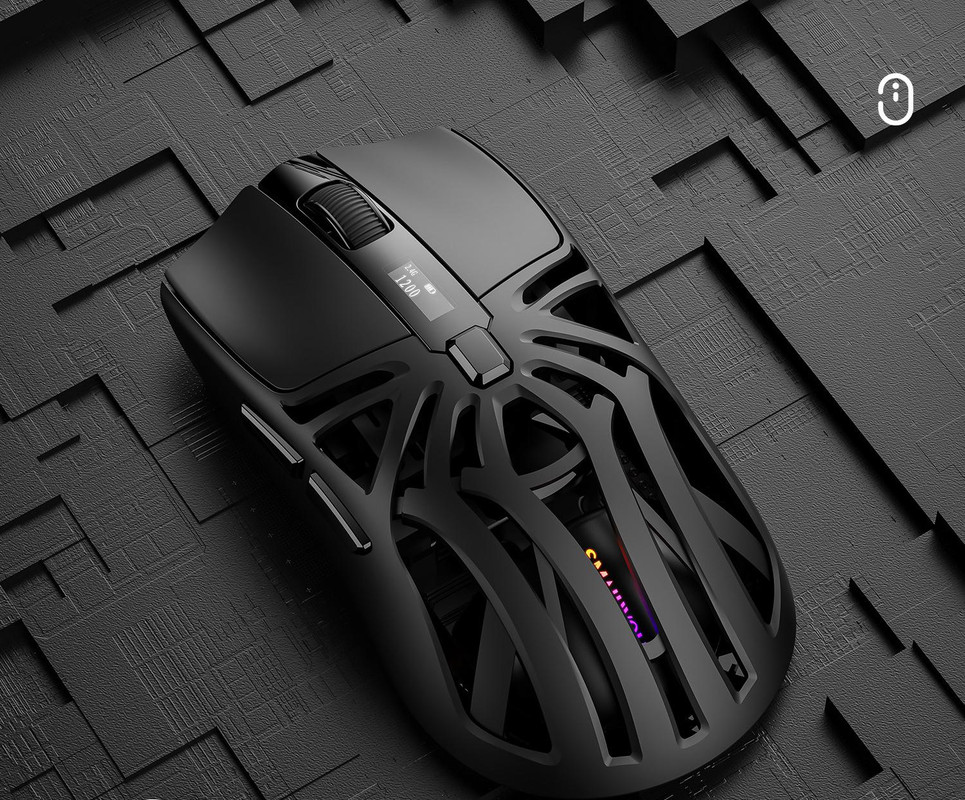 Tri-Mode Wireless Gaming Mouse - 1KHz Polling, 10000 DPI, Digital Display, Lightweight 73g(Black)