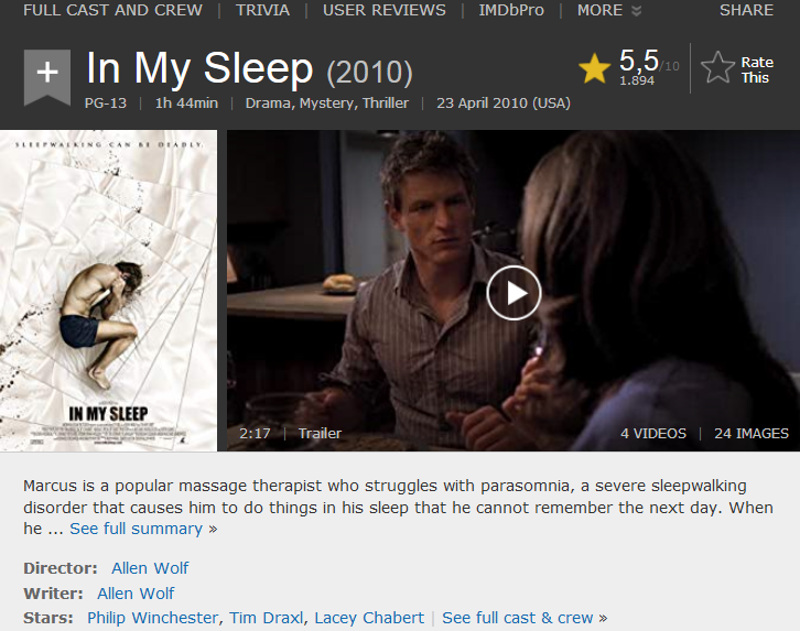 In My Sleep (2010) - IMDb