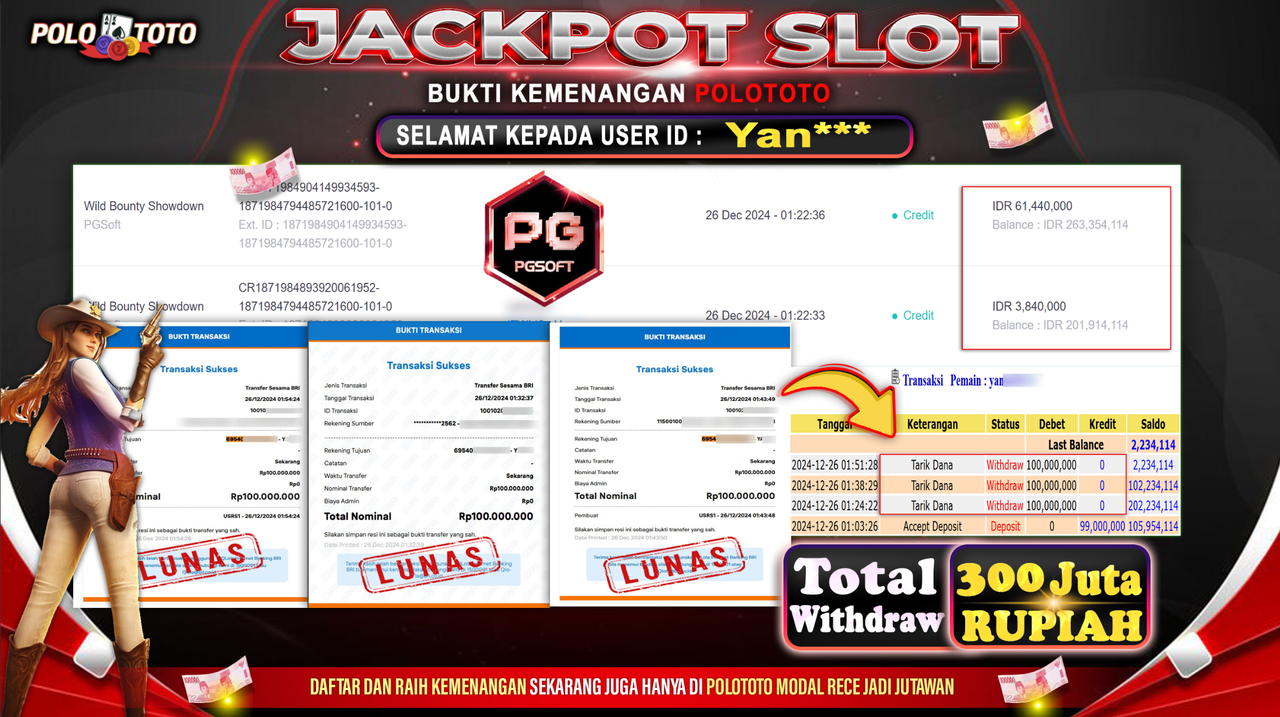 POLOTOTO JACKPOT SLOT WILD BOUNTY Rp.300,000.000,-