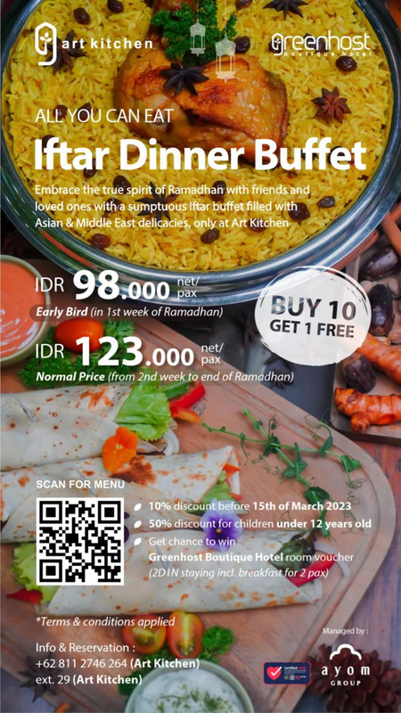 Greenhost Boutique Hotel, salah satu hotel di Jogja yang menawarkan paket buka bersama all you can eat untuk Ramadhan 2023.