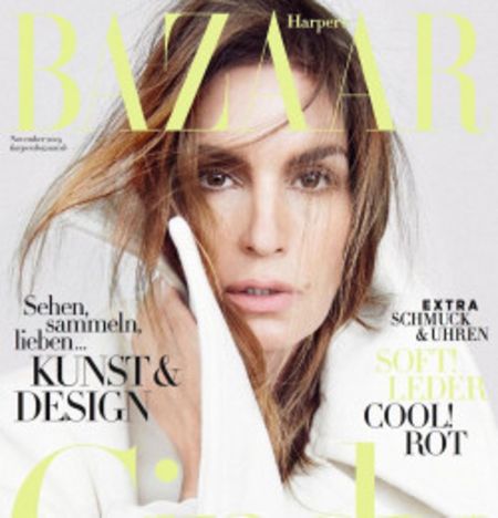 Cindy in the cover of Harper's Bazaar magazine