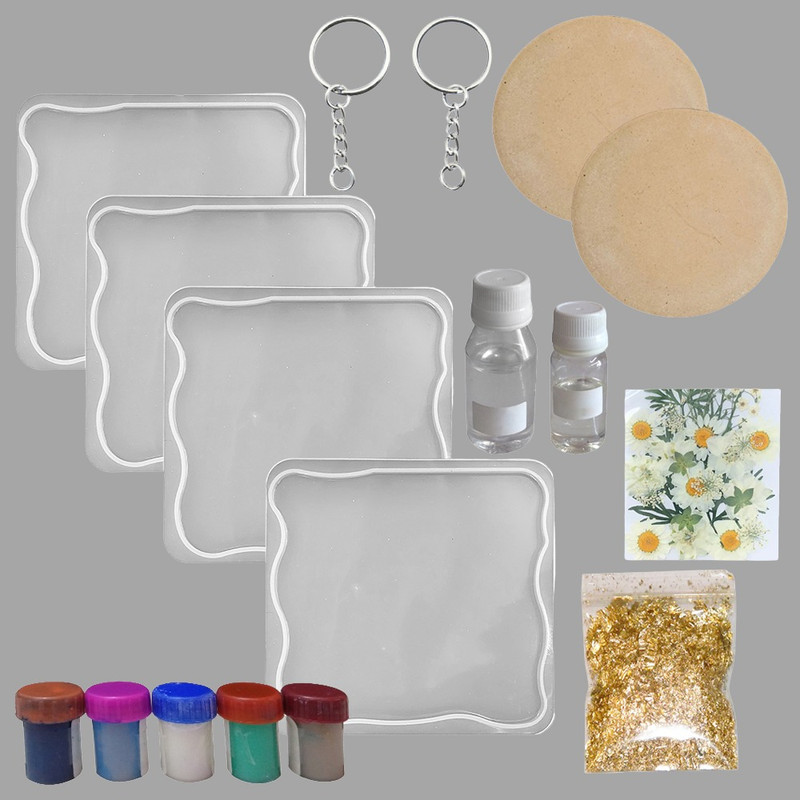 Resin Art with Square Coaster Moulds DIY Kit 