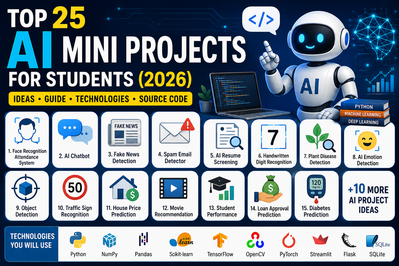 Top 25 AI Mini Projects for Students (2026) – Complete Guide with Source Code Ideas