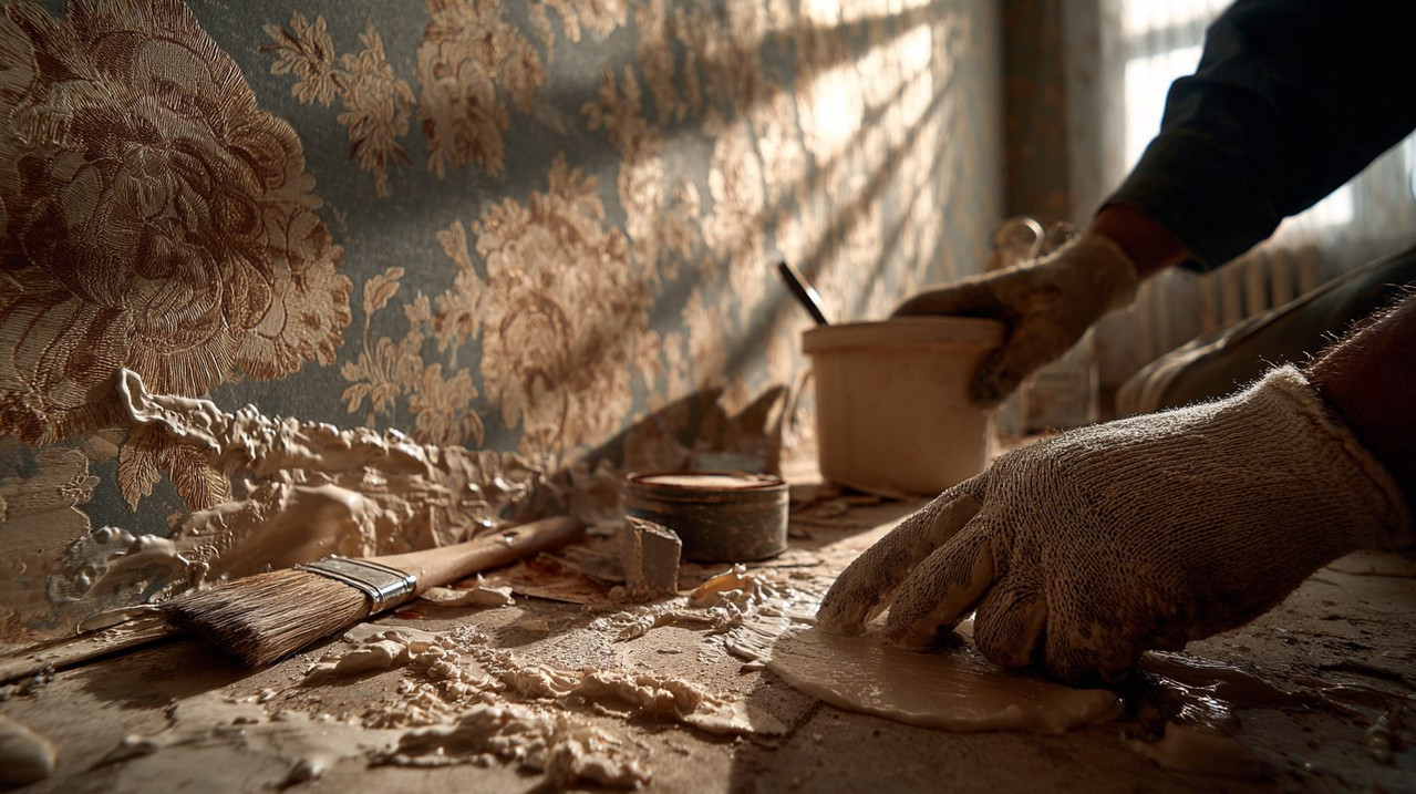 Применение химического средства для снятия обоев