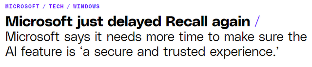 Windows 11 Recall delayed