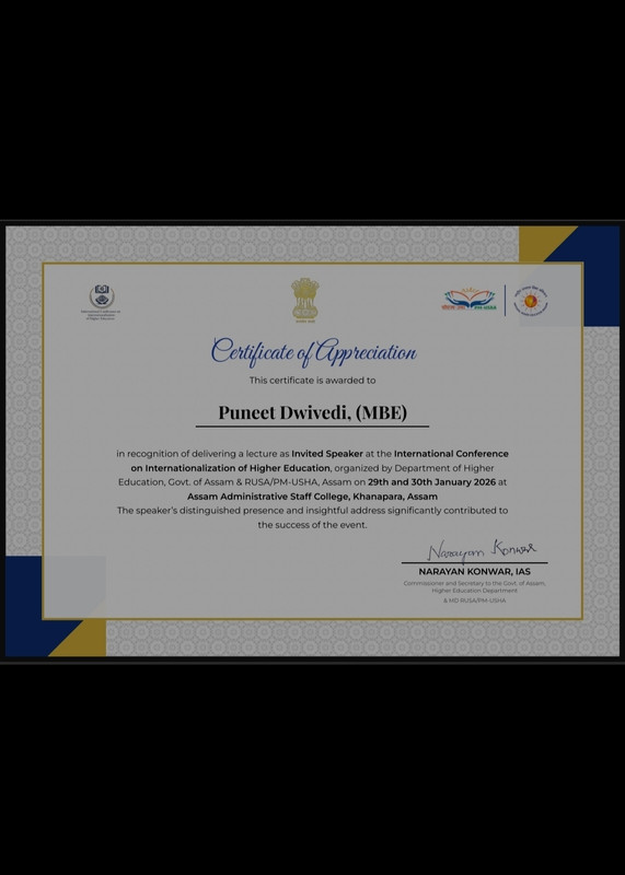 Certificate of Appreciation – International Conference on Internationalisation of Higher Education
