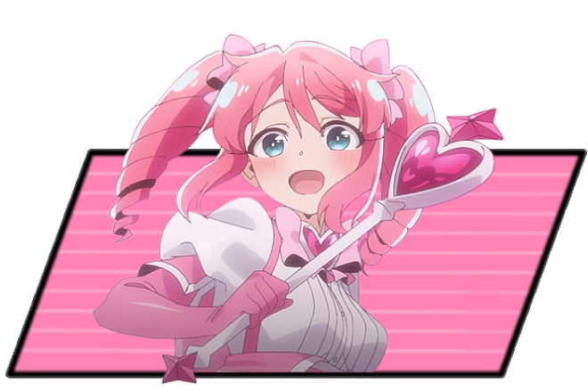 In her fighter portrait, Magia Magenta is turned towards the viewer, wand in hand, displaying the cheer and innocence that makes her the icon of the Tres Magia
