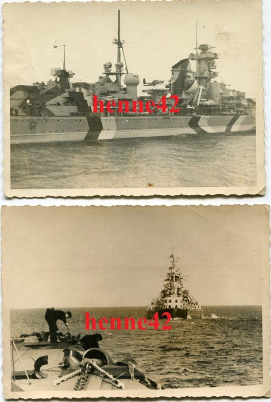 Foto Kriegsmarine Dt. Großkampf Schiff mit Tarnu