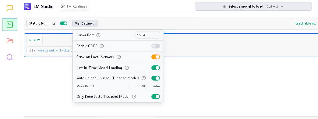 Open LM Studio API Settings