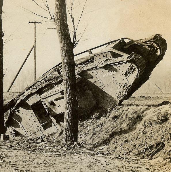 Large Photo- British KO'd Mark IV Panzer Tank -HYPATIA-; CAMBRAI, France 1917!!! (1)