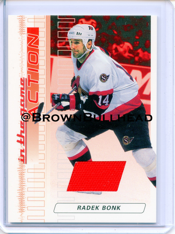 2003-04 ITG Action Jerseys #M-007 [Radek Bonk] [Ottawa Senators] [Ruby] [~500] [swatch=red] a