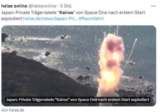 Kairos Rakete explodiert