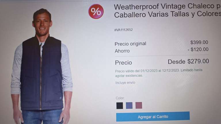 Weatherproof Vintage Chaleco para Caballero Varias Tallas y Colores 
