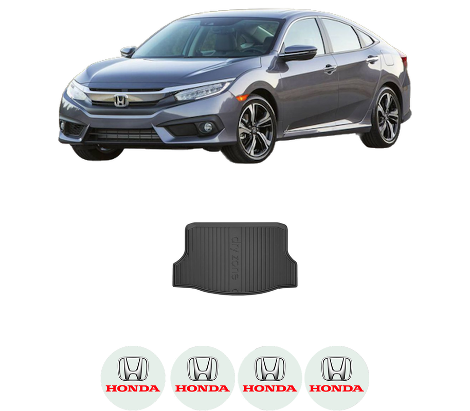 Tavita Portbagaj HONDA CIVIC X Hatchback (FC_, FK_) din 2017-2022, Protectie Portbagaj Auto, 4x Stickere auto cu HONDA