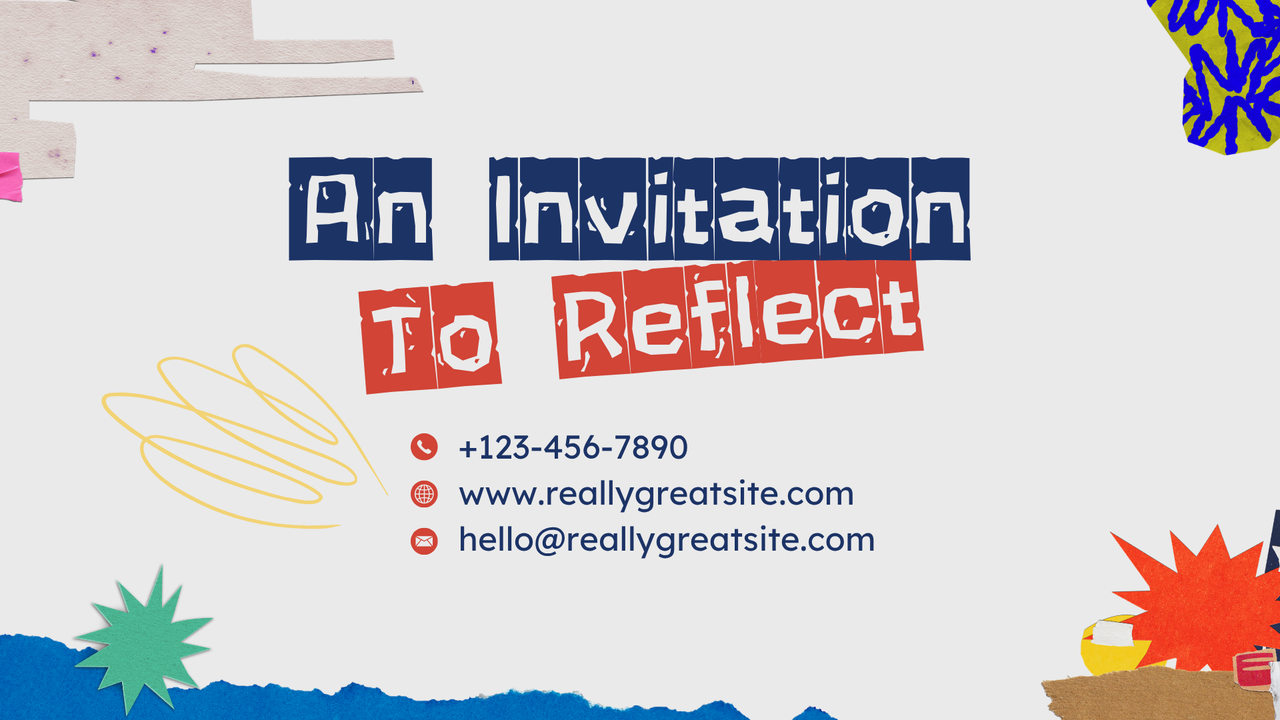 Blue and Red Collage Art Exhibition Presentation