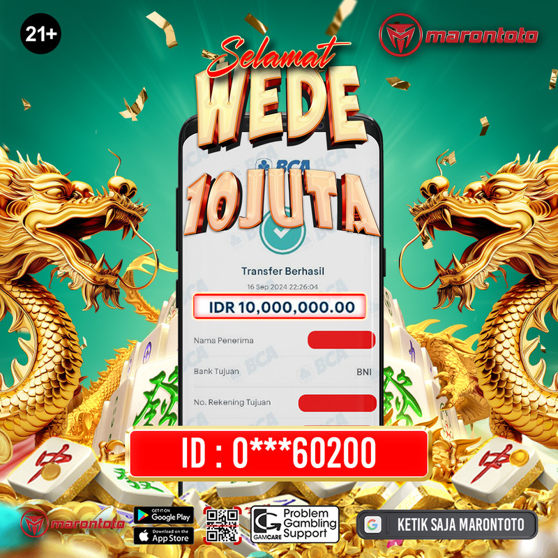 Bukti Kemenangan Member Marontoto Sebesar 10 JUTA