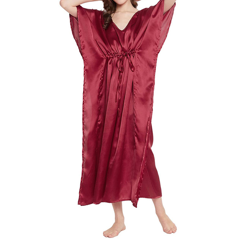 Women Satin Silk Nightdress Lingerie Sleepwear Nightgown Maxi Robe Loungewear - Picture 64 of 125