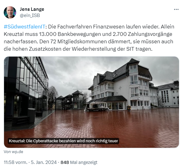 Ransomware bei Kommunal IT-Dienstleister Südwestfalen-IT Ransomware bei Kommunal IT-Dienstleister Südwestfalen-IT